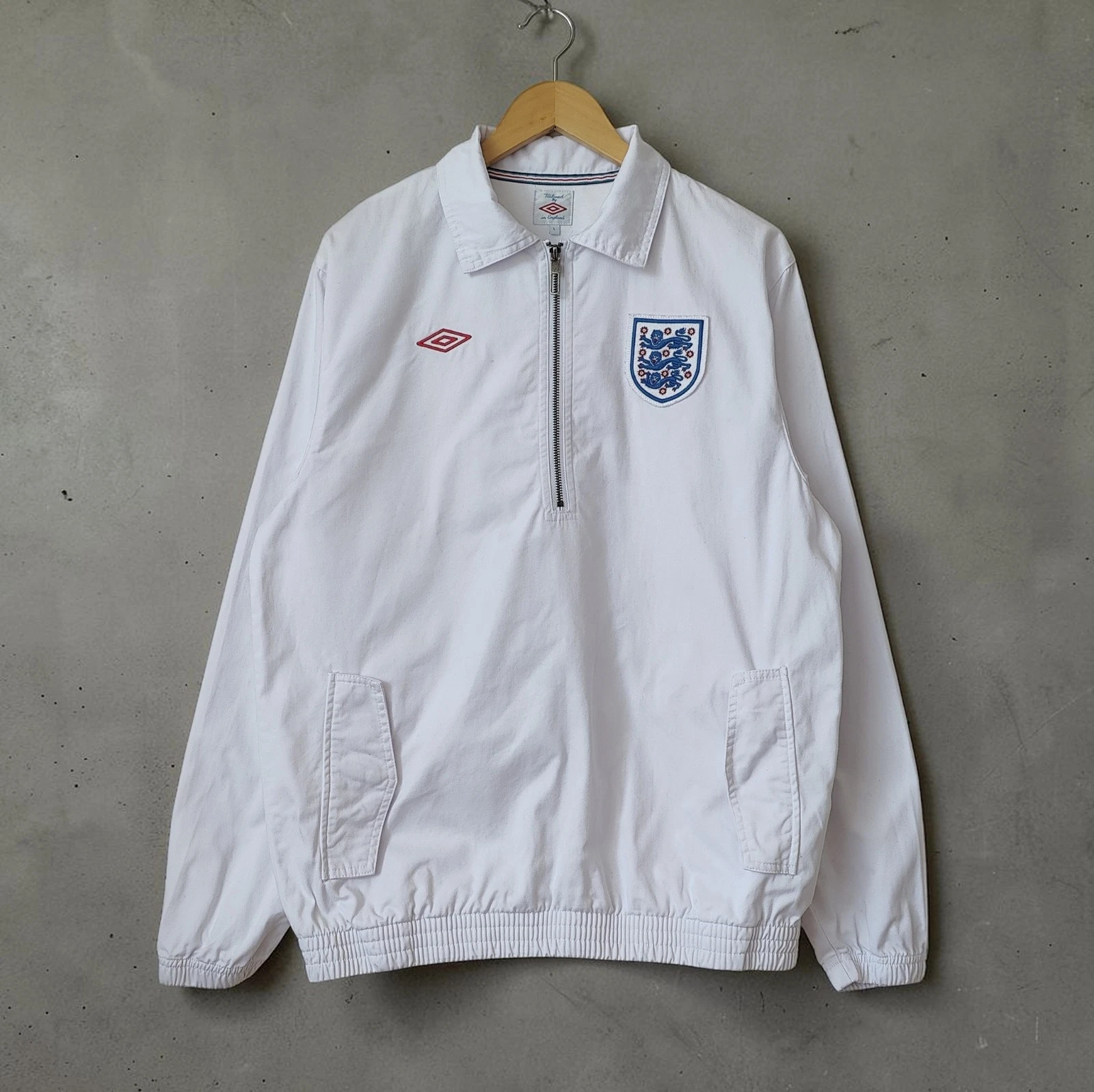 RARE England Umbro Soccer Pro Training Drill Top Vintage Jacket Size L