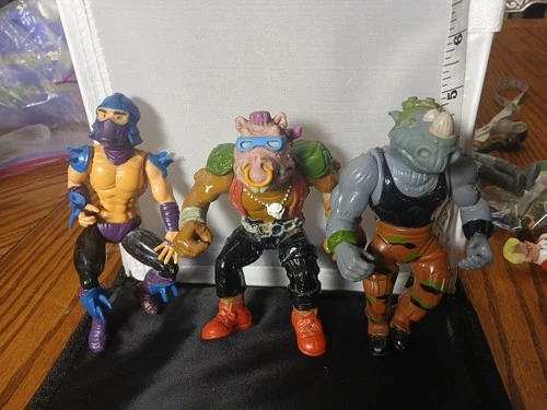 Vintage 1988 Mirage Studios TMNT Bebop Softhead Rocksteady Hardhead Figures  Lot