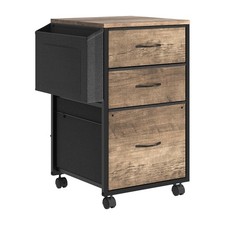Rolling File Cabinet 3 Fabric Drawers and Side Bag, Under-Desk Printer Stand