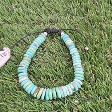 Green Turquoise Rondelle Beaded Tie Bracelet,...