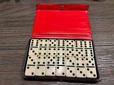 Vintage Double Six Dominoes by CARDINAL 28 Piece Set with Vinyl Case