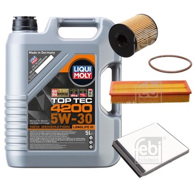 FEBI BILSTEIN Inspektionspaket 5L Liqui Moly Top Tec 4200 5W-30 für Citroën