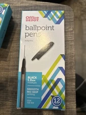 Office Depot Super Comfort Grip Black Ballpoint Pens 1.0mm, Retractable, 12-Pack
