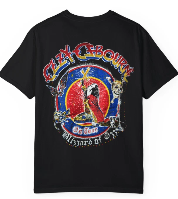 Ozzy Osbourne Band T-Shirt - Ozz Era Blizzard Graphic Double-Sided Tee