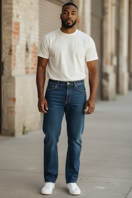Basic Editions Jeans Mens Blue Denim Straight Leg Classic 100% Cotton 36x34