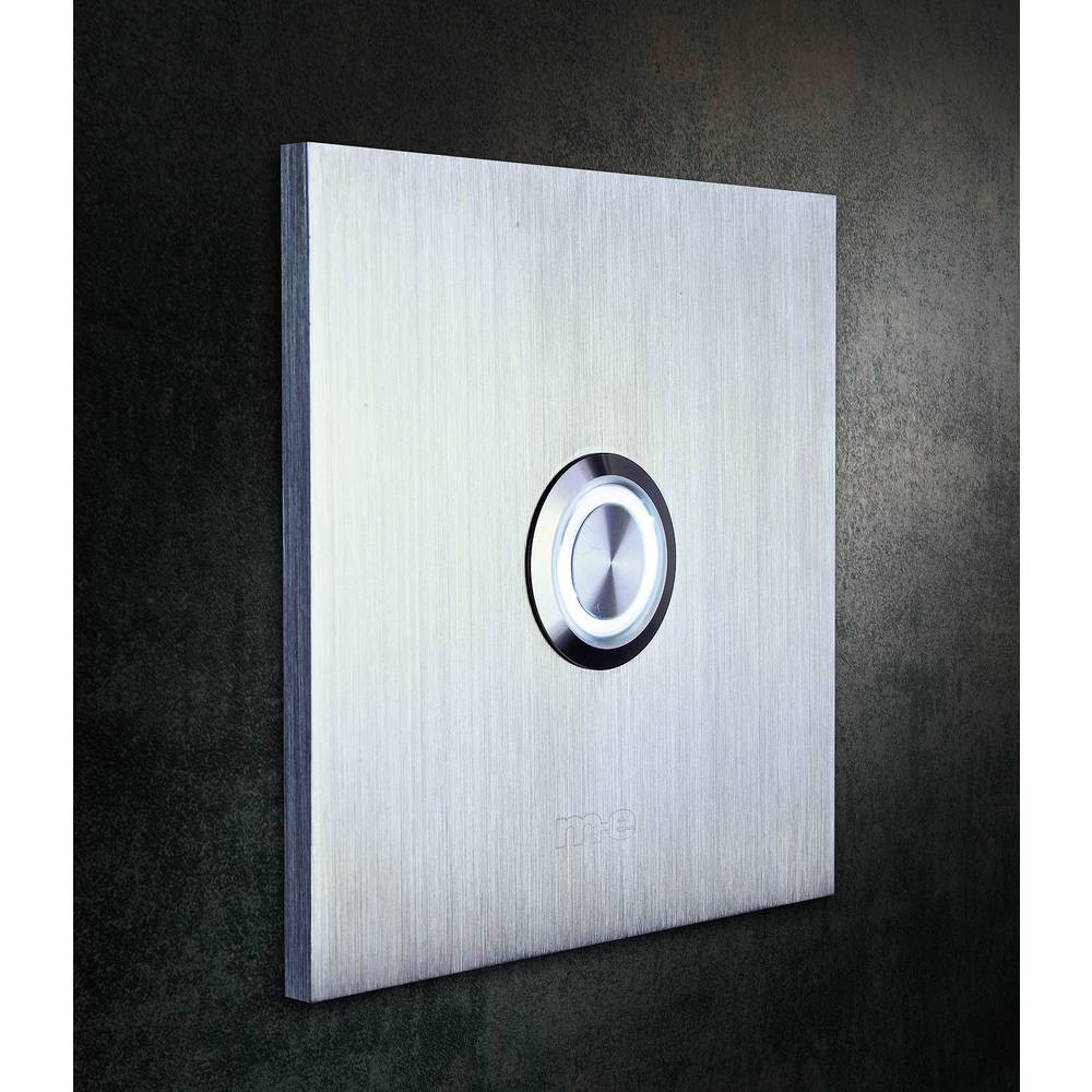Plaque de sonnette simple argent 41012 m-e modern-electronics pour entrée de maison