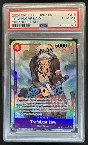 2024 One Piece OP07 EN Trafalgar Law Treasure Rare #ST10-010 PSA 10 GEM MINT