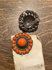 vintage metal belt buckle outstanding orange Inserts, stones