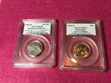 Set Wisconsin Extra Leaf Error Quarters 2004 D. Both PCGS MS 64 Bargin Priced