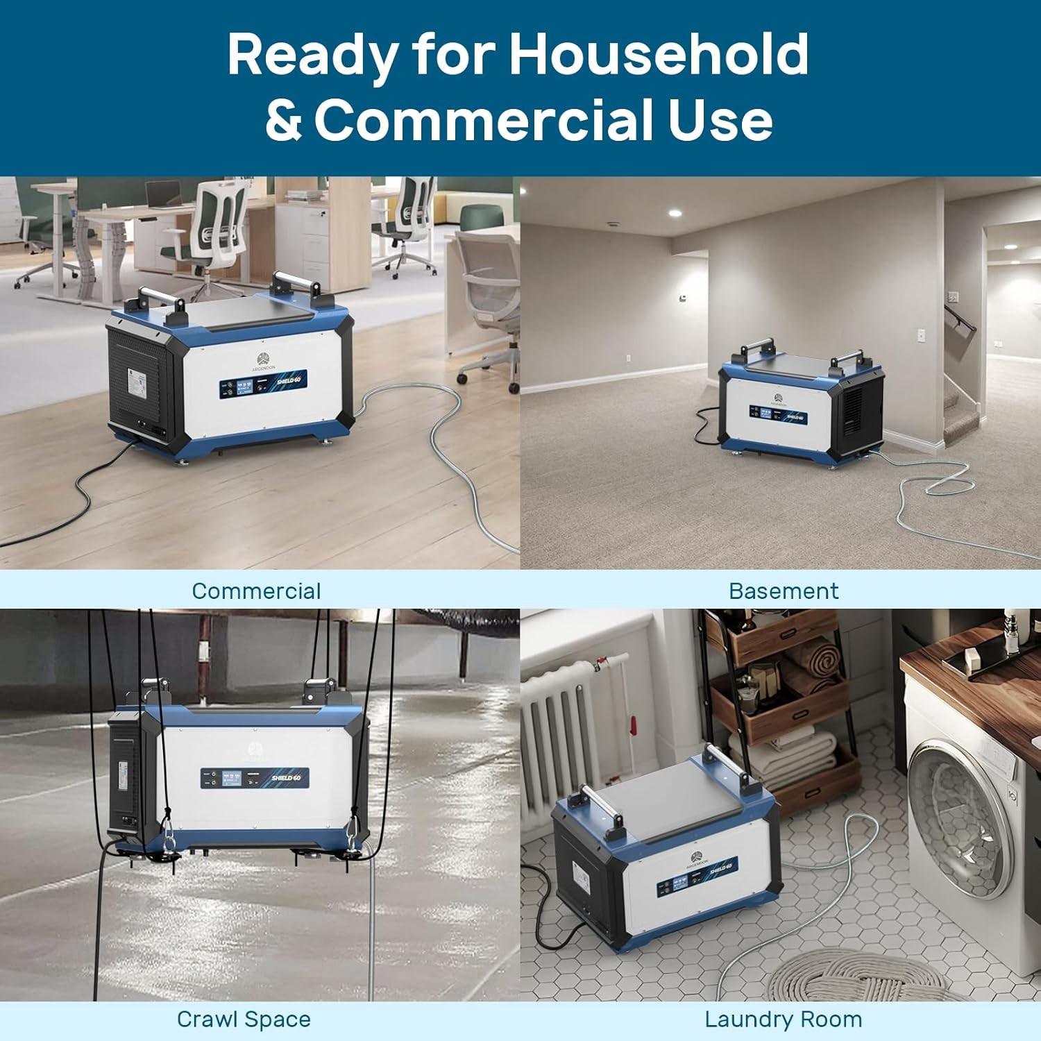 ARGENDON Shield 60 Dehumidifier with Drain Hose Energy Star 145 Pint Crawl Space