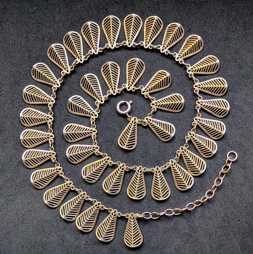Art Deco Designer Collier Kette 835 Silber vergoldet Silberschmiedearbeit S - Bild 1 von 12