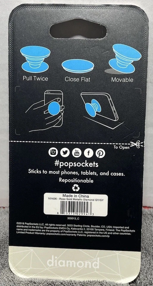 Popsocket Diamond Rose Gold Facets Popgrip Phone Grip And Stand New - Image 3 of 3