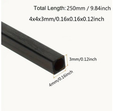 2 x 250mm CFK Carbon Rohr Kohlefaser Quadratrohr Vierkant Rundhohl für RC Modell