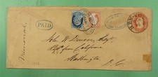 DR WHO 1856 IMPERF UPRATED STATIONERY #U12 WELLS FARGO EX MILGRAM R55495