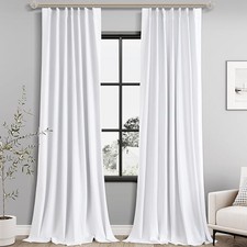 Pinch Pleated Linen Blackout Curtains 84 Inches 40"W x 84"L Pack of 2 White