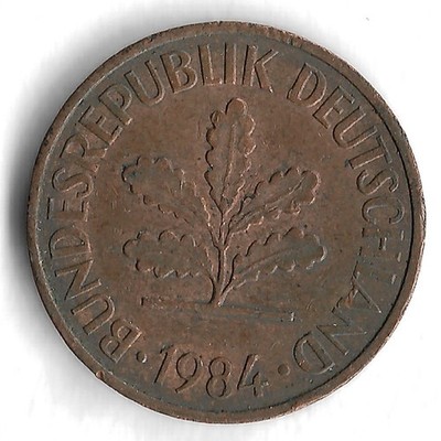 1984 J Germany 2 Pfennig World Coin - KM# 106a