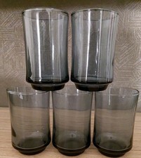Set Of 5 Vintage Libbey Bolero 6 Oz Smokey Blue Juice Glasses 3.75” Tall