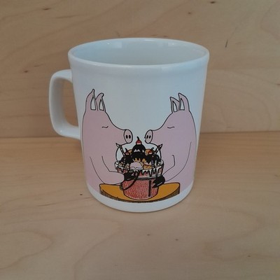 WIR KÖNNEN NICHT WEITER SO ESSEN! SCHWEINEBECHER 1980 June Sobel KILNCRAFT KERAMIKTASSE