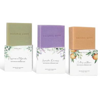 Natural Amor Handmade Soap Bar Set 3 Pk, Made with Natural Ingredients, No Ha...