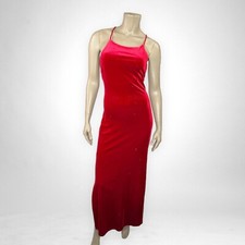 Vintage PIA Medium Red Strappy Glittery Maxi Dress 90s Prom Party