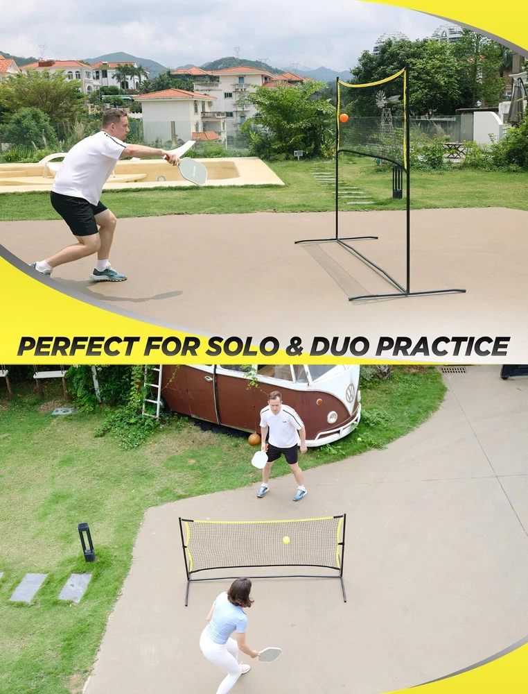 Pickleball Net with Practice Rebounder 6ft Wide Pickleball Trainer for Solo Dink Pickleball Net with Practice Rebounder 6ft Wide Pickleball Trainer for Solo Dink