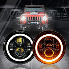 7 Inch Round Led Headlights Hilo Headlamps For Jeep Wrangler Jk Jku