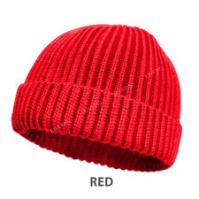 THICK Ribbed Beanie Knit Ski Cap Skull Hat Warm Solid Color Winter Cuff Blank
