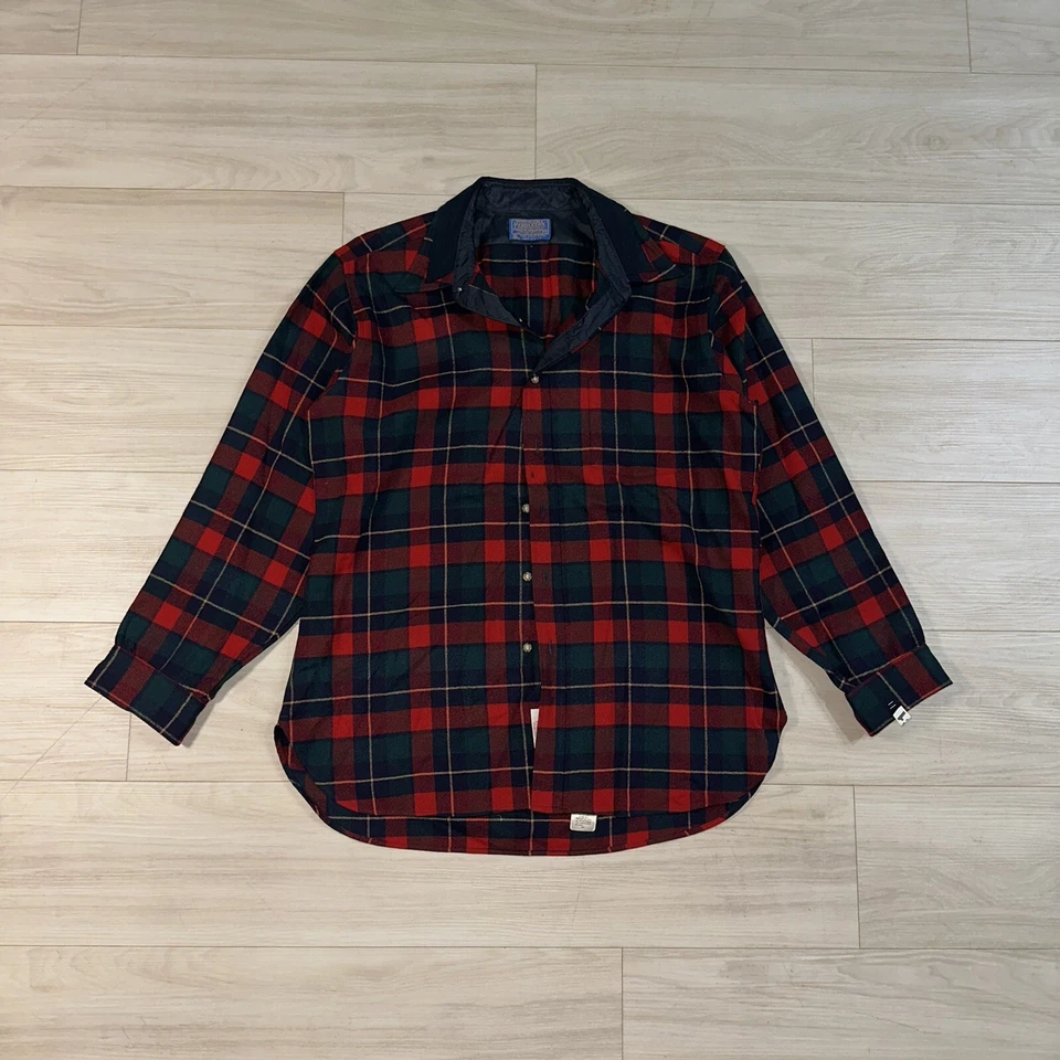 Camisa Pendleton De Colección Para Hombres XL Cuadros Kilgore Tartán Pura Lana Virgen Años 70 Foto 2 de 4