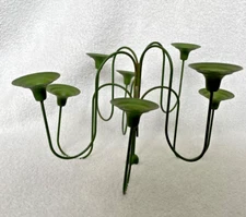 Green Farmhouse Chic, Rustic Country, Primitive Metal Candle Candelabra