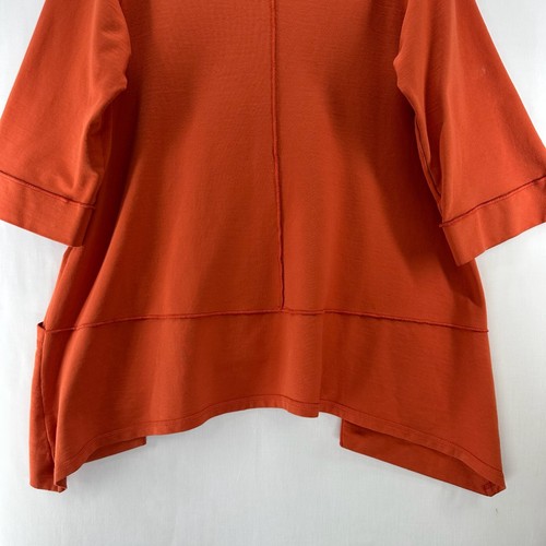 CMC Color Me Cotton Jacket Womens L Terry Lagenlook Button Up 3/4 Sleeve Orange - Picture 6 of 13