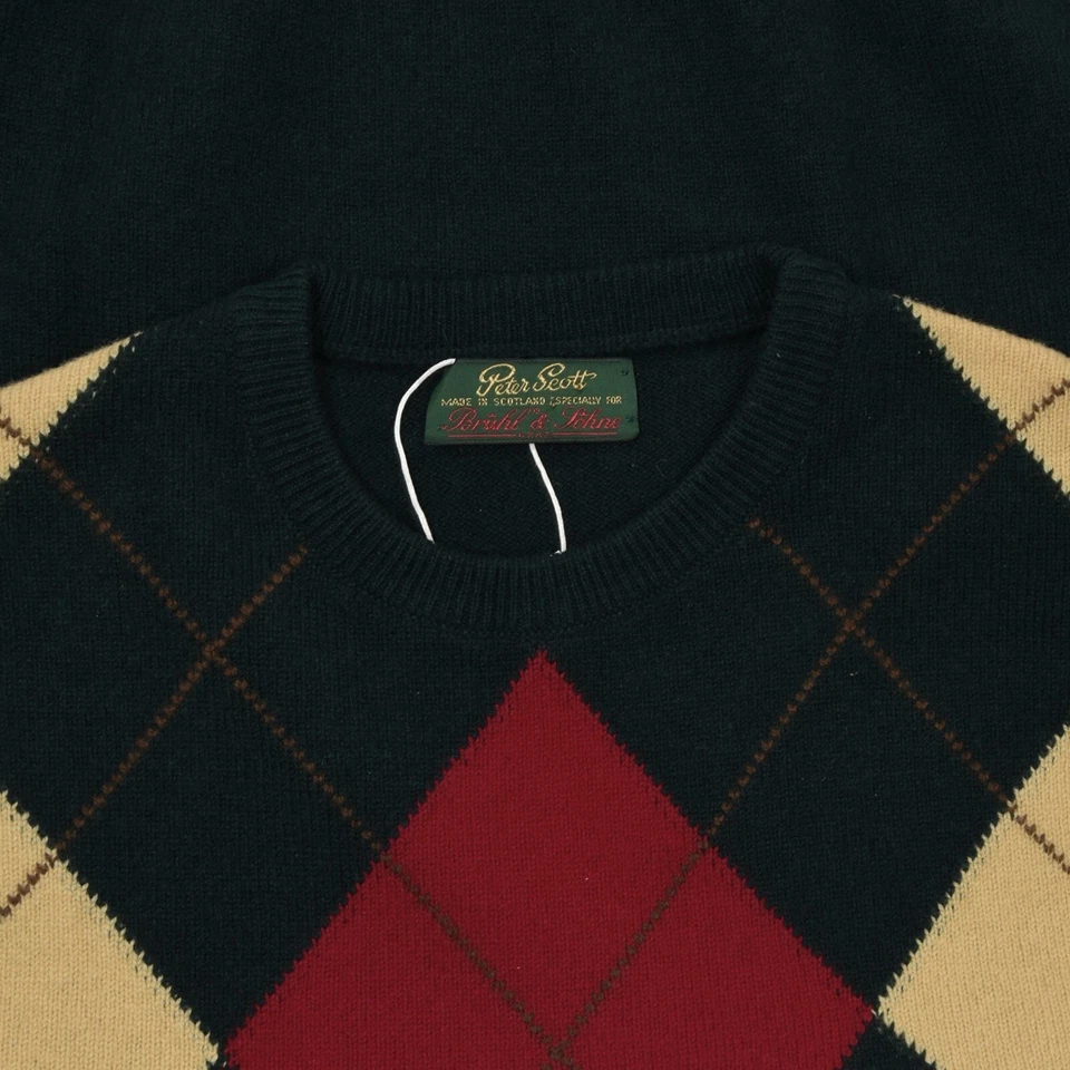 PETER SCOTT Pullover Gr 38 ca 54cm Argyle 100% Wolle Wool Made Scotland Grün Gre - Bild 4 von 4