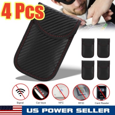 4 X Car Key Signal Blocker Case Faraday Cage Fob Pouch Keyless RFID Blocking Bag