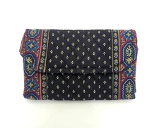 Vintage Vera Bradley Checkbook Credit Coin Clutch Pouch Fleur De Lis Design Used