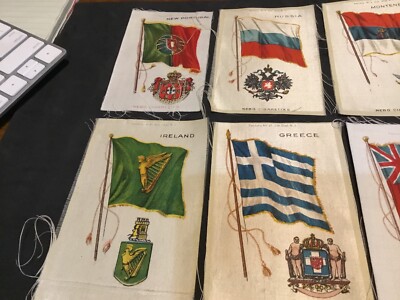 cigarette silk flags EIGHT DIFFERENT NEBO CIGARETTE SILK FLAGS SEE PICTURES JAPAN ,RUSSIA,  GREECE, PL