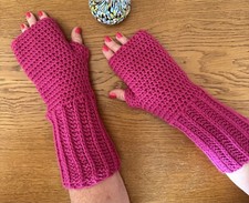 New Long Half Finger Fingerless Gloves, Hand Crocheted, 100 Acrylic, Size Large