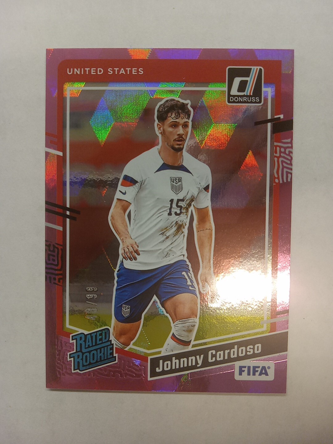 2023-24 Donruss Soccer Johnny Cardoso Rated Rookie Pink Cubic #/99 SP 🔥🇺🇸