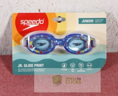 Speedo- Junior Glide Print Swimming Goggles, Ages 6-14, Purple/Clear