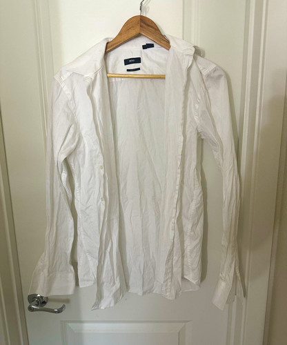 BOSS Hugo Boss Men's Slim Fit White Solid Dress Shirt 15.5 34/35