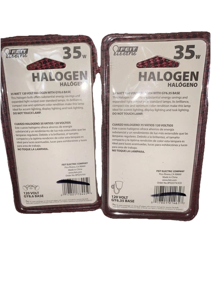 (2) Feit 35 Watt Lightning Data Clear Bulb Dimmable BPQ35 GY8.6 Base 120V - Image 2 of 4