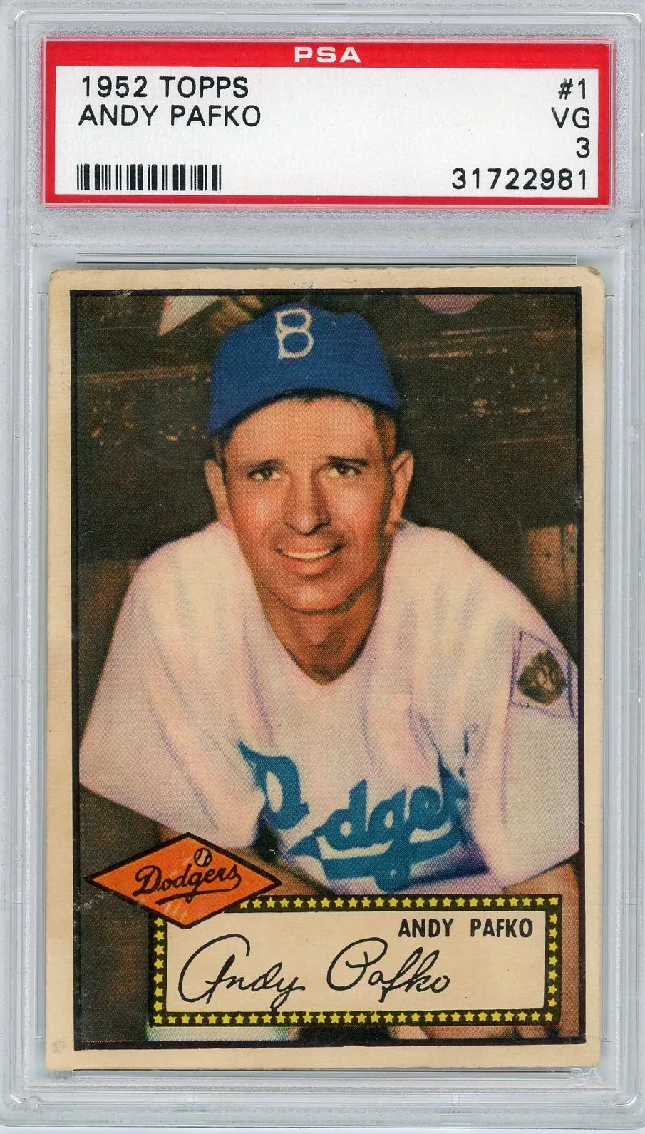 1952 Topps Andy Pafko #1 PSA 3
