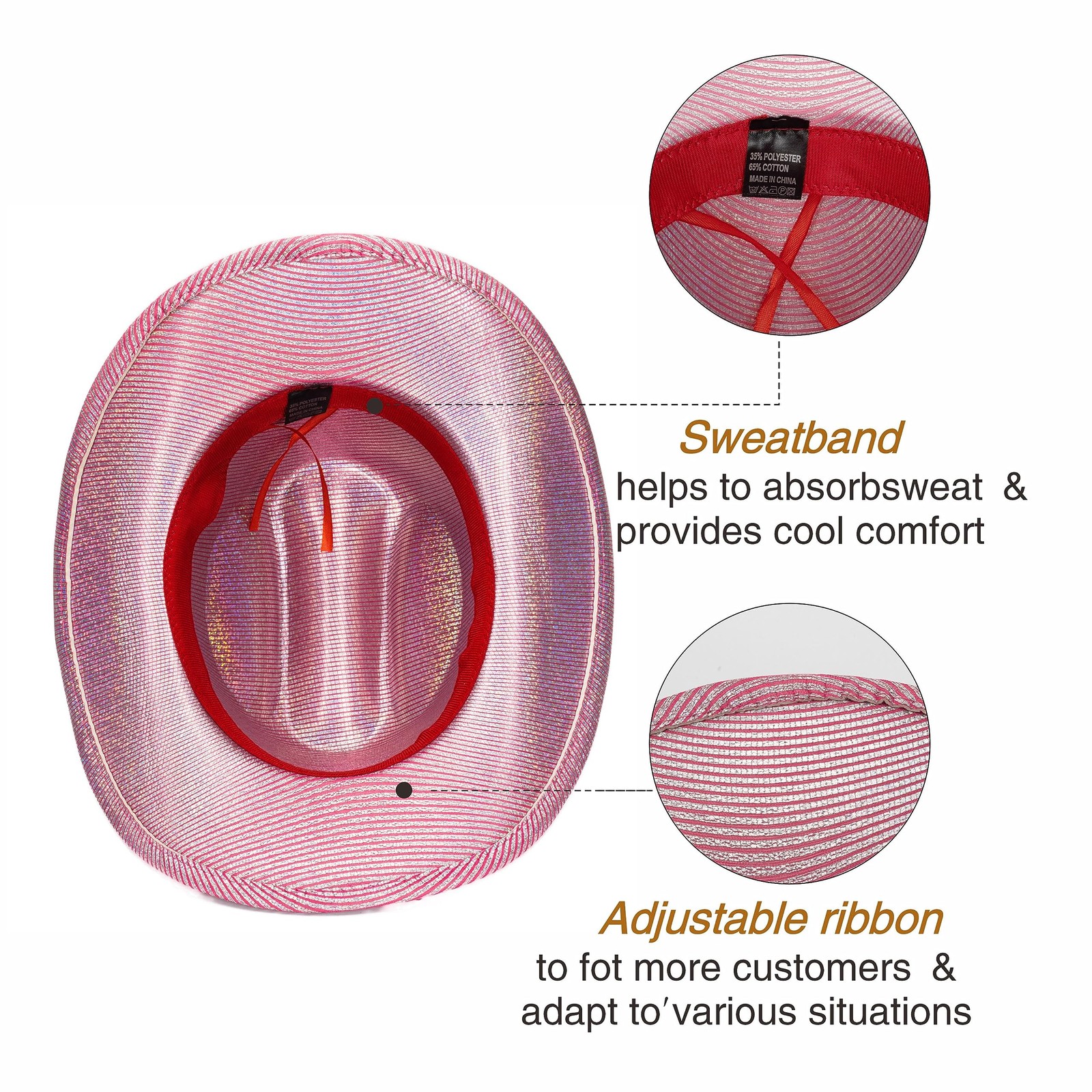 Silver Rhinestone Western Cowboy Hat for Womens - Glitter Pink Cowgirl Hat fo...