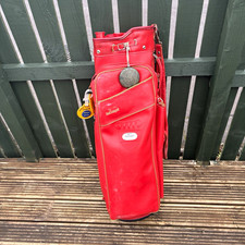 Slazenger Red Leather Carry Golf Bag 2-Way Dividers, 3 Pockets, Strap