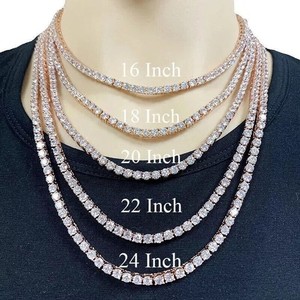 Used-4mm-24in Real VVS1 D Moissanite Tennis Chain 925 Silver Pass Diamnd Tester