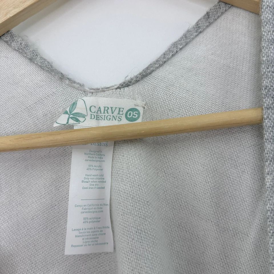 Poncho Carve Designs Gris Blanco Rayas Tejido Talla Única Suave Acogedor Foto 2 de 4