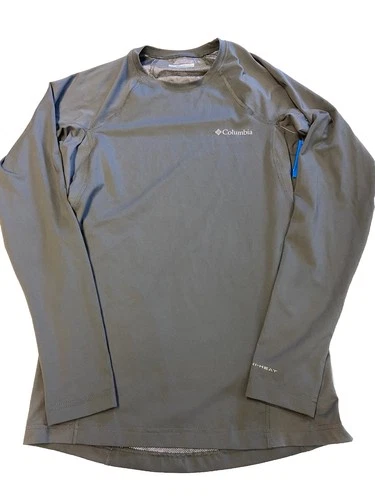 Mens COLUMBIA Gray Omni Heat Thermal Reflective Midweight Long Sleeve Shirt Sz S