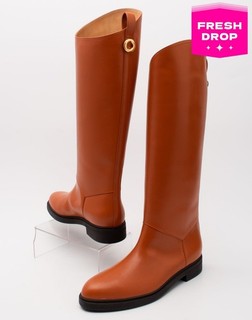 PVP €2400 LORO PIANA Botas hasta la rodilla de cuero US6.5 UK4.5 EU37.5 Pull On Logo