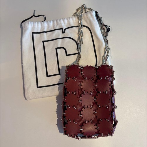 Paco Rabanne Chain Bag Metal Handbag Shoulder bag Women's Bordeaux Auth