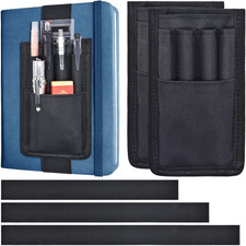 2 Pcs Pen Holder for Notebook, 3 Adjustable Elastic Bands with 2 Pencil Clips