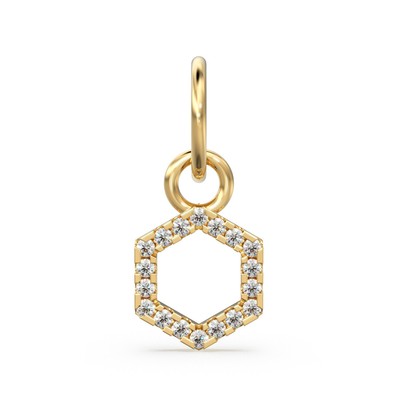 Sechseck Diamant Anhänger 14k 18k massiv Gold / geometrisches Polygon Charm