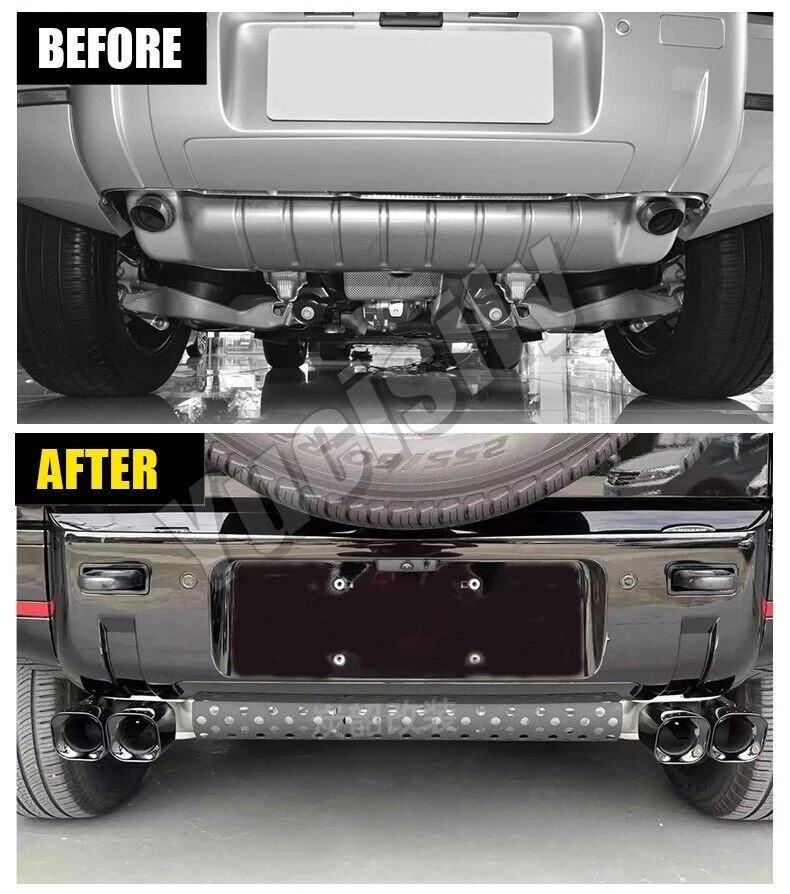 Tubo trasero Khan Look garganta negro para Defender 90 110 130 2020-2025 (2,0 L) Foto 2 de 4